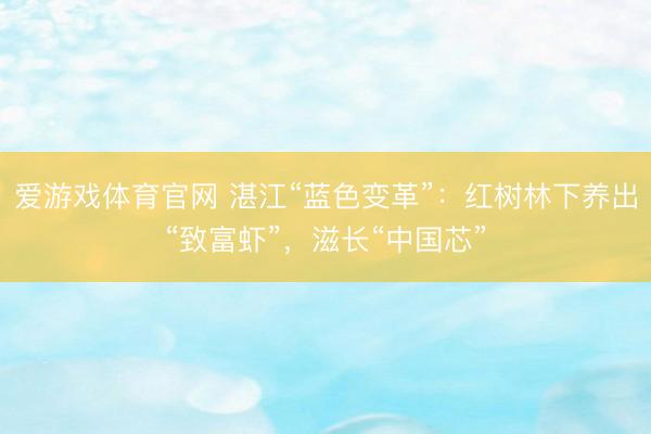 爱游戏体育官网 湛江“蓝色变革”：红树林下养出“致富虾”，滋长“中国芯”
