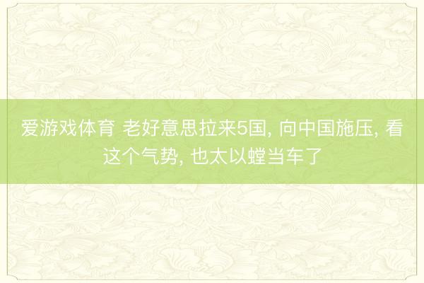 爱游戏体育 老好意思拉来5国, 向中国施压, 看这个气势, 也太以螳当车了