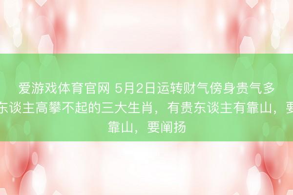 爱游戏体育官网 5月2日运转财气傍身贵气多，令东谈主高攀不起的三大生肖，有贵东谈主有靠山，要阐扬